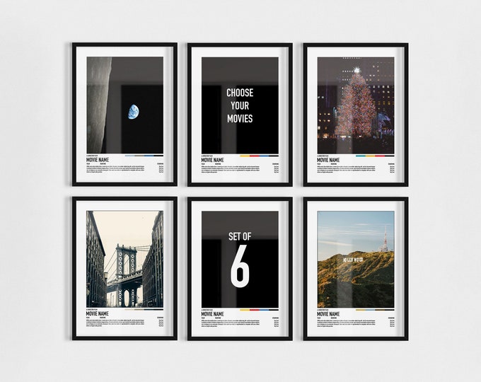 Movie Posters - Set of 6 | Choose Your Movies | Custom Film Posters | Personalized Movie Posters | Movie Wall Art | Gift for a Movie Fan