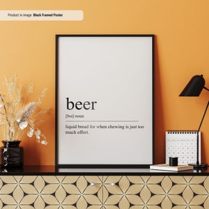 Beer Poster | Beer Definition | Alcohol Wall Art | Bar Cart Wall Art | Funny Beer Lovers Gifts | Beer Print
