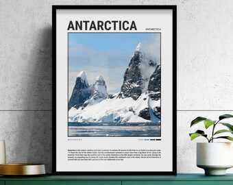 Antarctica Poster Print, Continent Photo Wall Art, Aesthetic Nature Wall Decor, Minimalistic Antarctica Travel Prints, Frozen Island Poster