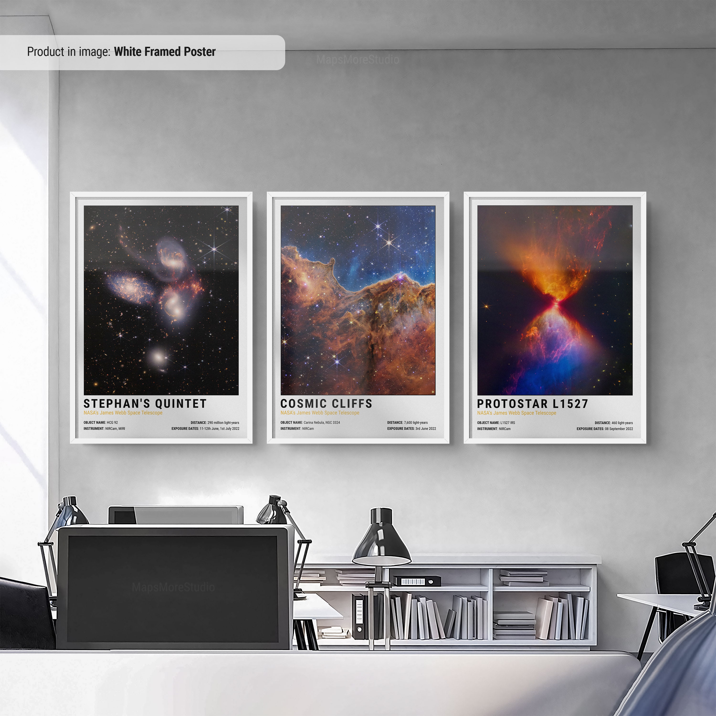 NASA Carina Nebula (set of 3), James Webb Telescope Space Art Posters ...