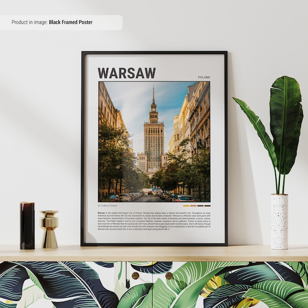 Warsaw City Poster, Print, EU City Photo Wall Art, Warsaw City Wall Decor, Minimalistic Poland Travel Prints/Europe Cityscape Photo