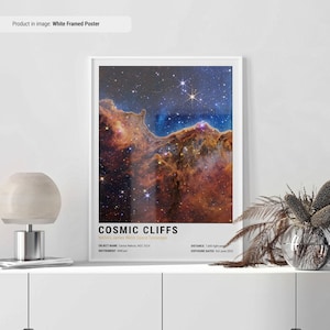 Póster de la nebulosa Carina / Pósteres espaciales / Póster de James Webb de la NASA / Arte de pared espacial / Impresiones espaciales / Decoración espacial / Acantilados cósmicos / Estilo de luz