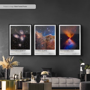 NASA Carina Nebula Set Of 3 Poster Art, Space Posters, NASA James Webb Space Telescope Images, Nebula Print, Space Art