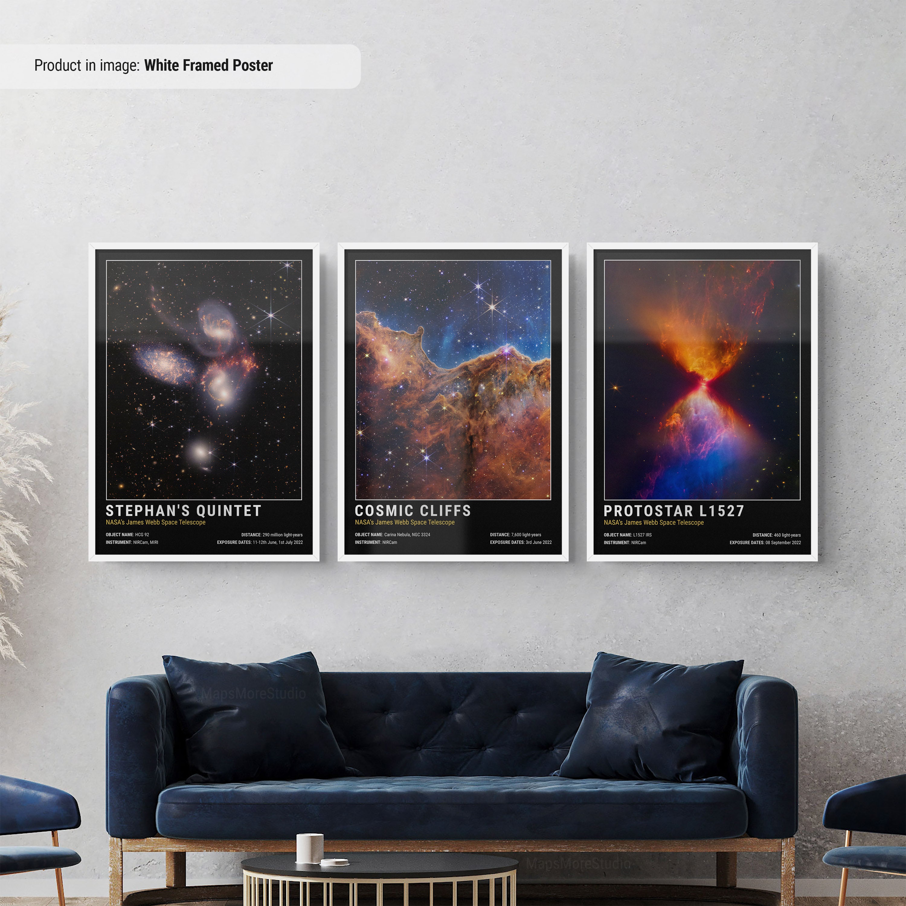 Carina Nebula Poster Set of 3, NASA James Webb Telescope Space Art ...