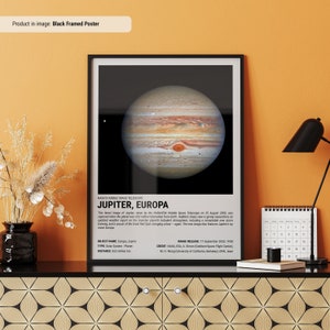 Jupiter and Europa Poster | Space Posters | NASA Hubble Telescope | Space Wall Art | Space Prints | Space Themed Decor | Jupiter