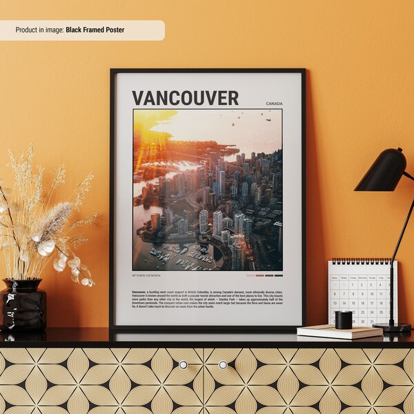 Póster de paisaje urbano de Vancouver / Impresión minimalista de viaje a Canadá