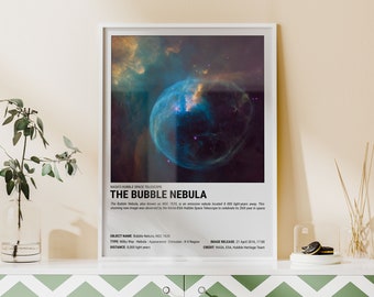 The Bubble Nebula Poster | Space Posters | NASA Hubble Telescope | Space Wall Art | Space Prints | Space Themed Decor | NGC 7635