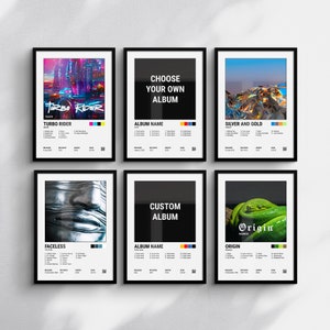 Album Poster - 6er Set | Personalisiertes Musik Poster | Personalisiertes Album-Poster | Wählen Sie Ihr eigenes Album Wall Art | Besonderes Geschenk für einen Musik Fan