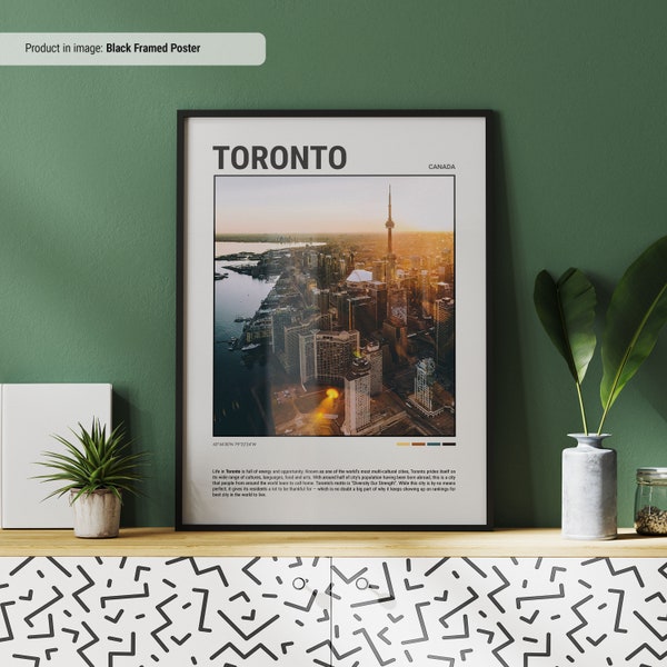 Póster de paisaje urbano de Toronto / Arte mural minimalista de viajes a Canadá
