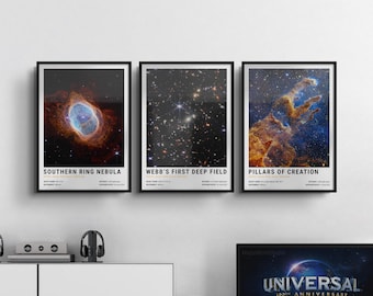 Pillars Of Creation Eagle Nebula Set of 3 Poster by NASA