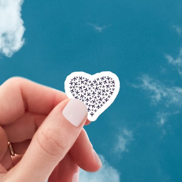 Airplane Sticker, Mini Sticker, Heart Sticker, Travel Sticker, Airplane, Flight Attendant Gift, Travel Gift, Heart sticker, Tiny sticker