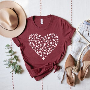 Airplane Heart Shirt, Travel Shirt, Travel Lover Shirt, Flight Attendant Gift, Airplane Shirt