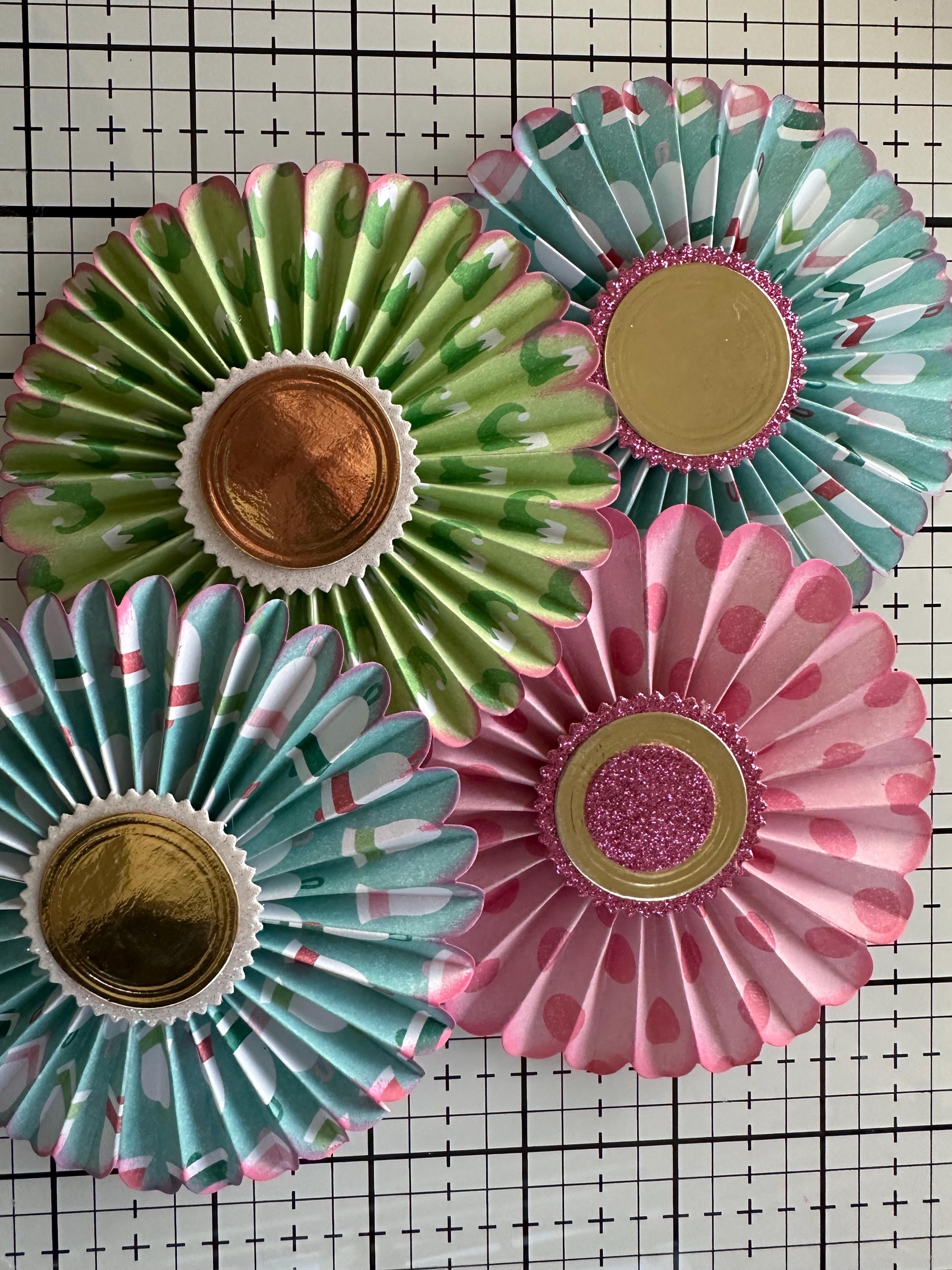 Paper Rosettes- Holiday Theme - Set of Four