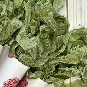 Moss Green Rayon Hand Crinkled Seam Binding - 5 yds x 1/2"