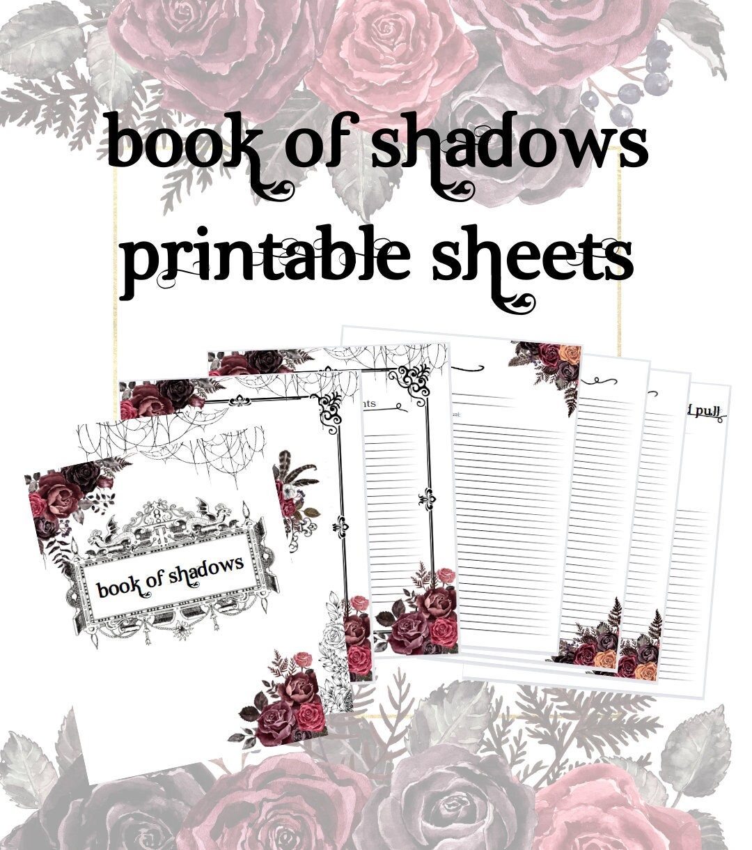Book of Shadows Printout Template Digital Journal Spell Craft Tarot ...