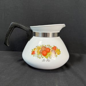 Corningware Spice of Life P104 6 Cup Teapot Coffee Pot Carafe Vintage 80s No Lid