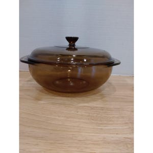 Pyrex Corning Fireside Amber 2 Qt 1.5 L Casserole Dish 024 & Lid 624 Vintage 80s