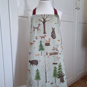 Children&#39;s apron &quot;Forest Animals&quot; – handmade from cotton, sweet gift for children from 3 years, painting, cooking apron, little bakers or artists
