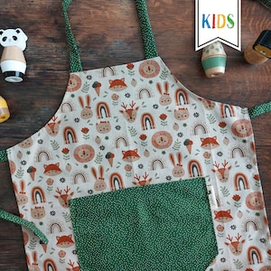 Children's apron "Forest Friends" green