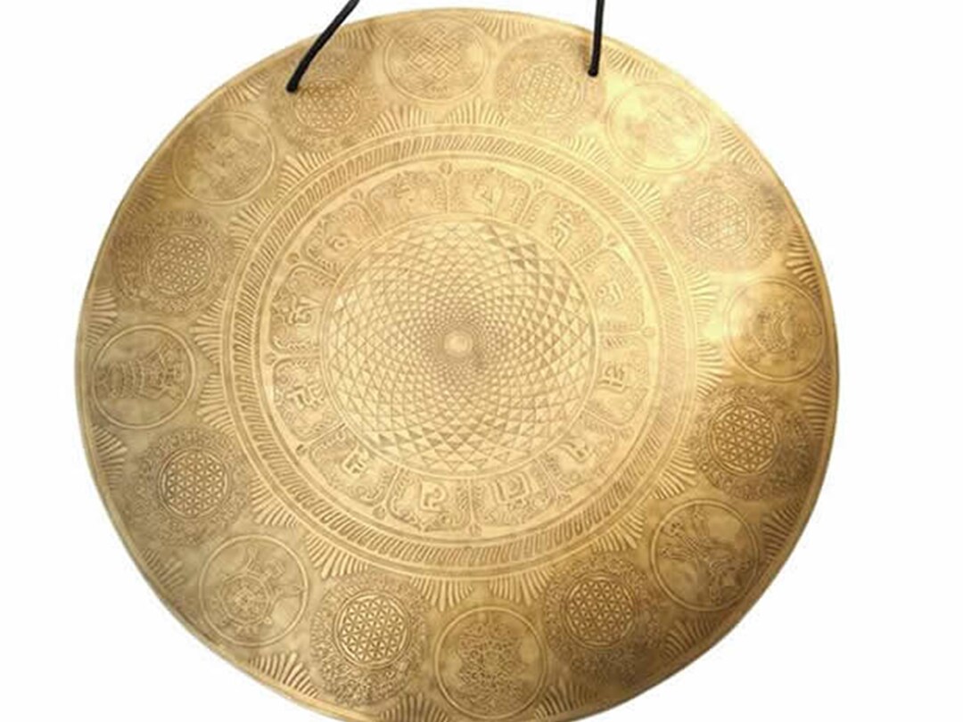 Flower of Life Carved Handmade Gong tibetan Gong for Healing Etsy