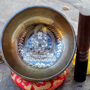 6 inches Diameter Green Tara  handmade singing bowl-Mantra Blessed singing bowl for Meditation and Healing