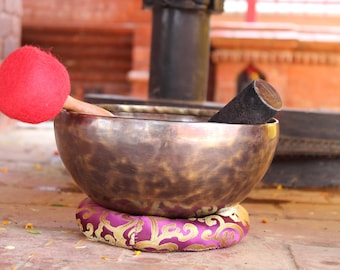 9 Inches Diameter -Tiger Eye Handmade singing bowl-Chakra Healing Himalayan singing bowl from Nepal. Mindfulness, Meditation, sound Bath