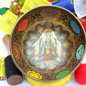 13 inches Diameter Yogi Singing Bowl Mantra Carved Sound Healing Tibetan Bowl - Tibetan singing bowls - Chakra Healing Bowls
