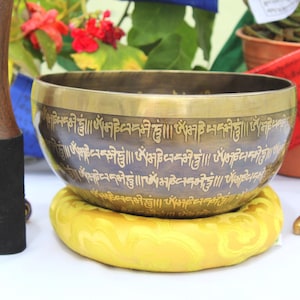 7 inches Mantra Carved Singing Bowl handmade singing bowl-High quality sound healing singing bowl from Nepal. Mindfulness, Meditation