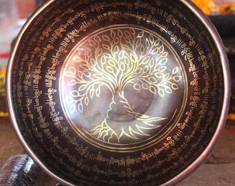Peace Tree symbol  7 inches Diameter   handmade singing bowl- High quality sound healing singing bowl from Nepal. Mindfulness, Meditation