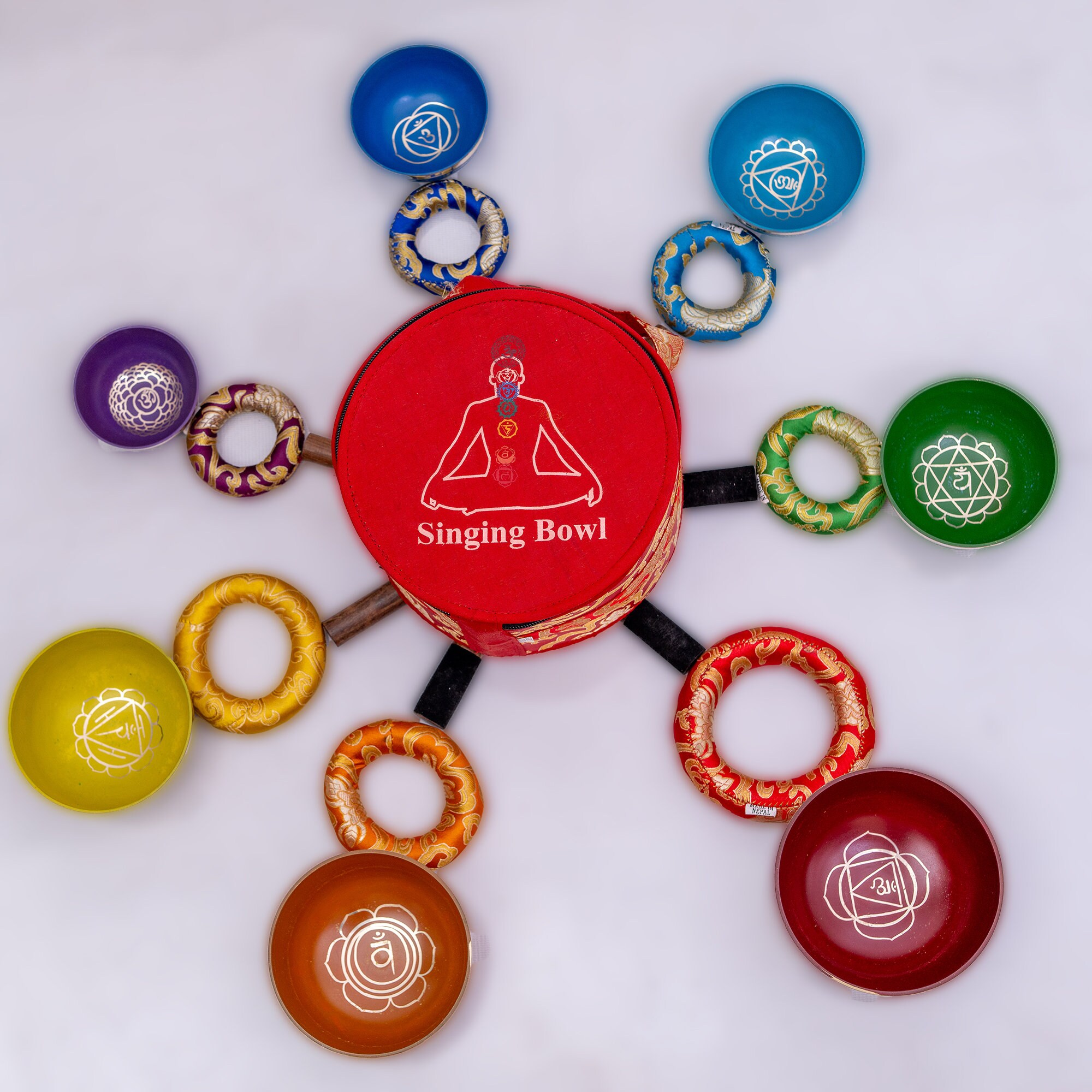 7 Chakra Healing Singing Bowl Set Tibetan-singing-bowl Meditation With ...