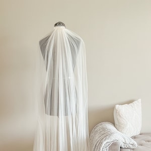 Soft Italian Tulle Bridal Veil | Ultra Soft Wedding Veil | Flowing Veil | Cathedral Length Veils | Op: Veil w/ Blusher | Elegant Bridal Veil
