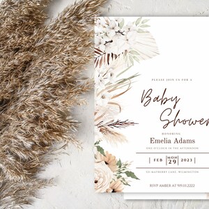 Boho Baby Shower Invitation Template | Neutral Printable Invite | Invite for Girl or Boy | Minimalist Editable  Invite | Instant Download