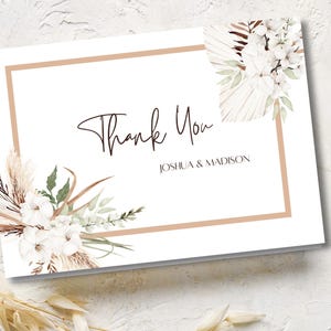 Boho bloemen bedankkaartje | Canvassjabloon | Bewerkbare kaart bruiloft of douche | Directe download + demo