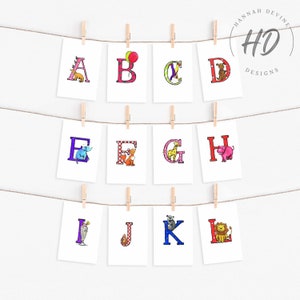 Printable Alphabet Cards, Classroom Decor, Toddlers Preschool Early Learning Resource, Nursery Decor, DIGITAL DOWNLOAD