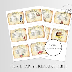 Dicas de Caça ao Tesouro Pirata para Imprimir para Crianças | Jogo de Caça ao Tesouro Pirata Faça Você Mesmo | Atividade para Festa de Aniversário | Download Instantâneo