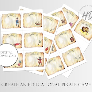 Carte indizi pirata vuote / Gioco educativo stampabile e personalizzabile