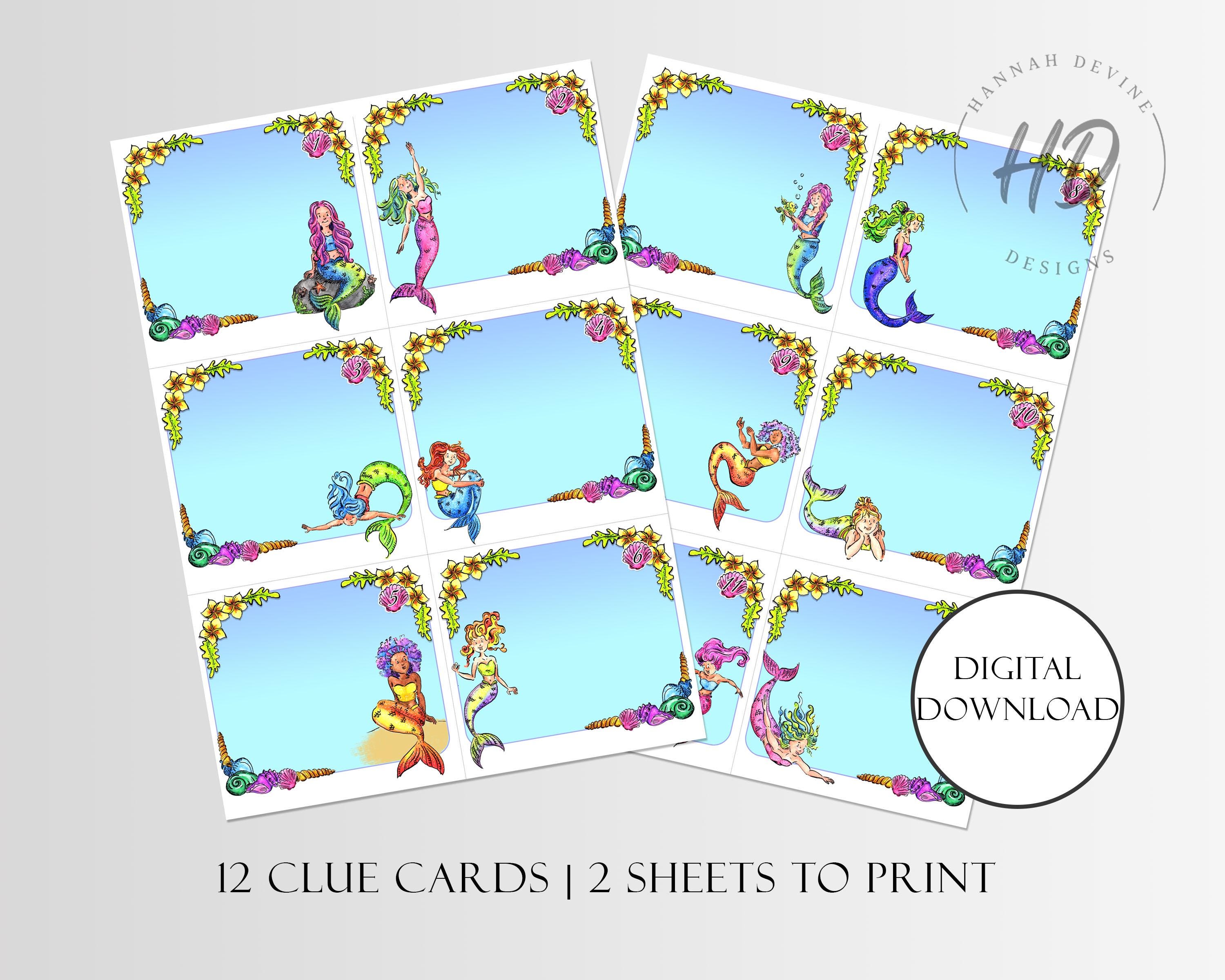 Mermaid Scavenger Hunt Clue Cards: Printable Kids' Learning Activity ...
