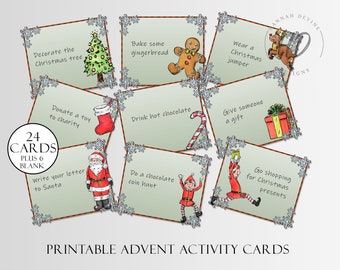 24 Printable Advent Activity Cards | Easy Elf Idea | DIY Advent calendar | Christmas Countdown