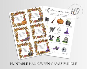 Halloween Treasure Hunt  Clues & Scavenger Hunt Picture Cards (Digital Download)