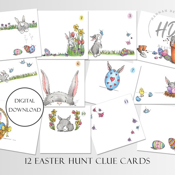 Easter Treasure Hunt clue card template | Blank Easter egg hunt clue cards | DIY Printable Easter egg hunt