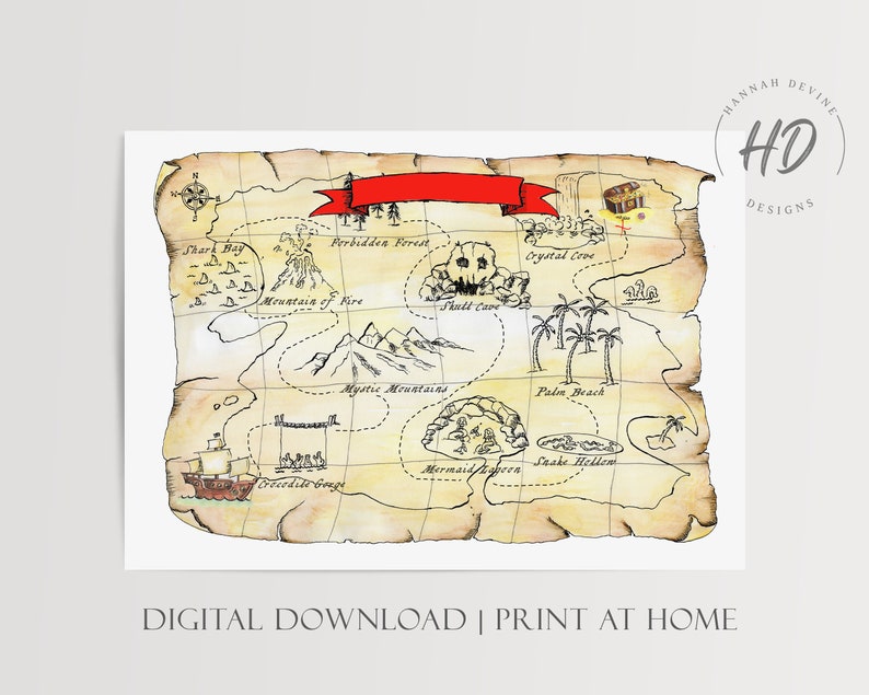Pirate Treasure Map Placemat: Printable Party Favor (digital Download ...