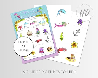 Printable Mermaid Scavenger Hunt: Kids Birthday Party Game (Digital Download A4 PDF)