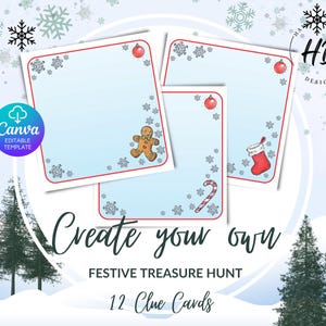 Christmas Treasure Hunt Clue Cards: Printable Holiday Activity (Digital Download)
