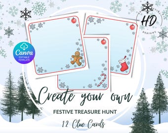 Christmas Treasure Hunt Clue Cards: Printable Holiday Activity (Digital Download)
