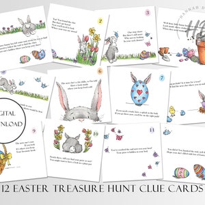 Indices de chasse aux œufs de Pâques / Chasse au trésor de Pâques / Chasse au trésor de Pâques / Chasse au trésor avec le lapin de Pâques à imprimer