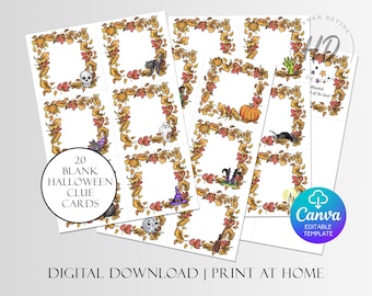 Halloween Treasure Hunt | 20 Editable Clue Cards | Kids Party Printable Game