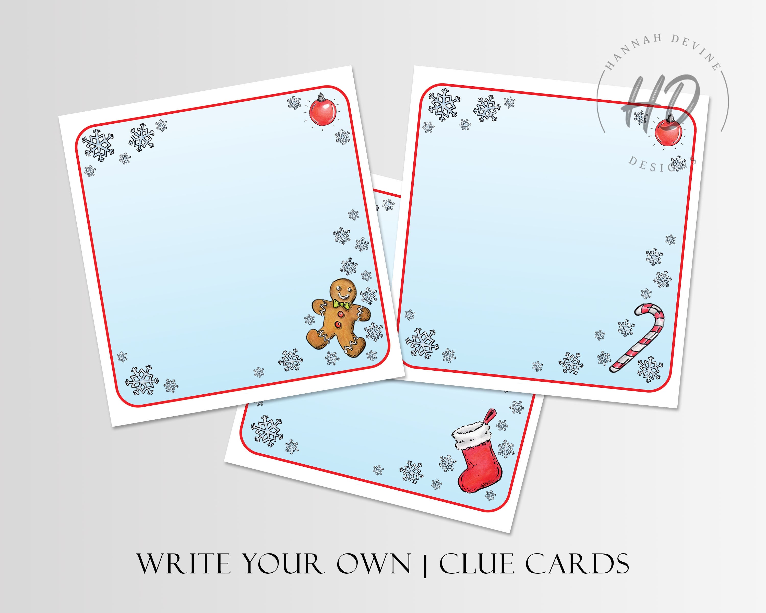 Christmas Treasure Hunt Clue Card Template | Blank Christmas Clue Cards ...