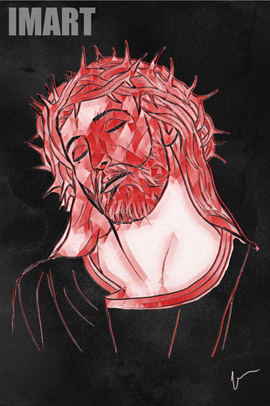 Jesus Christ Passion Digital Painting Abstract Artwork Etsy