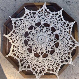 Crocheted Textured Doily, Beige Little Doily, Crocheted Round Doily, Handmade Crocheted Doily, Farm Style Decorations