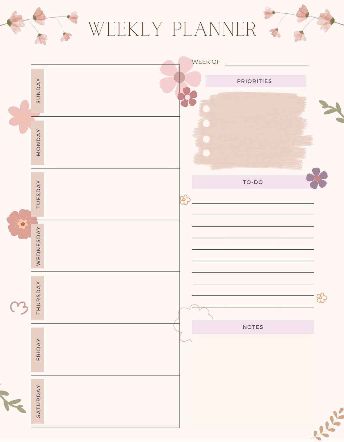 Weekly Printable Planner Sheets - Etsy